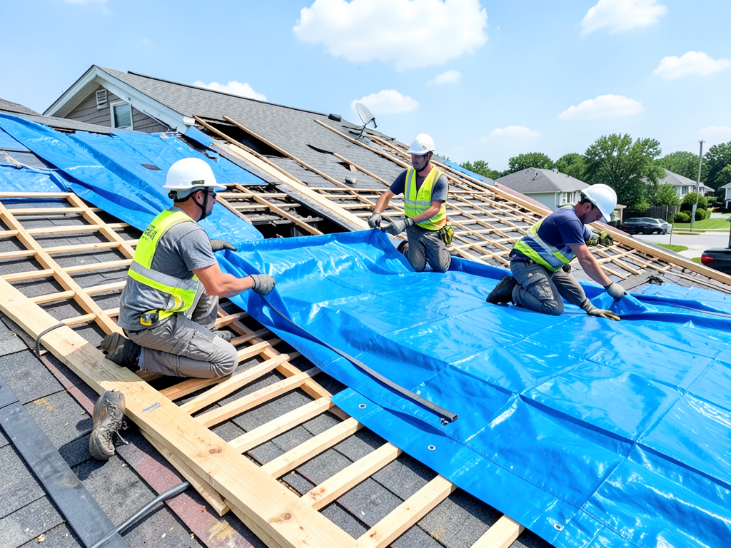 Getting an emergency roof tarp after a storm in br